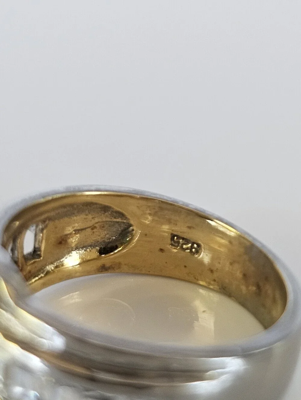 Vintage Claim Whitman Two-Tone 925 Sterling Silver Emerald Ring Size 6!